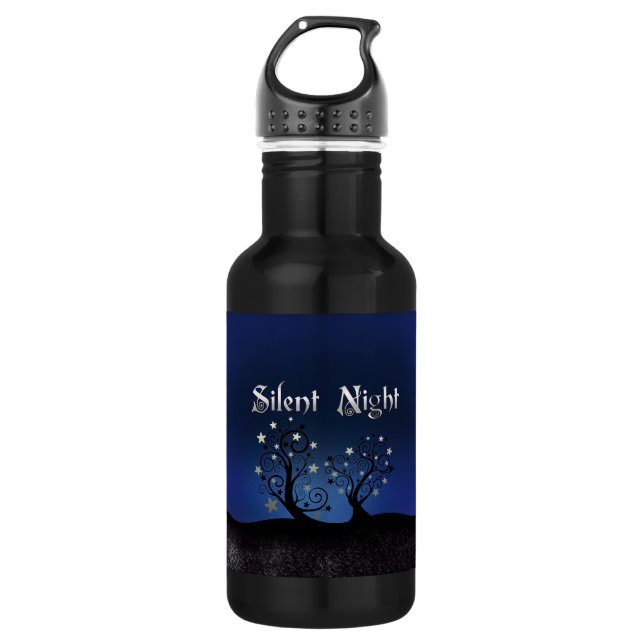 Starry Trees Stille Nacht Trinkflasche (Vorderseite)