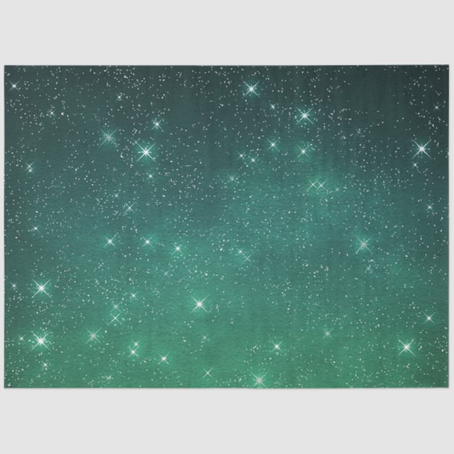 Starry twilight celestial night sky green seidenpapier (Vorderseite)