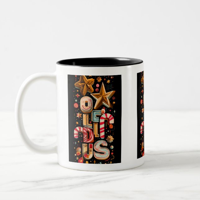 Starry Typography Coffee Mug – Holiday Edition Zweifarbige Tasse (Links)
