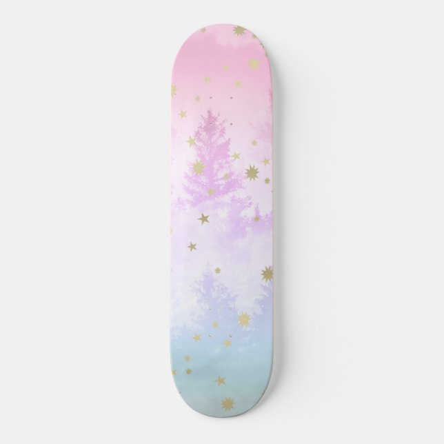 Starry Unicorn Pastel Forest Dream #1 #decor #art Skateboard (Vorderseite)