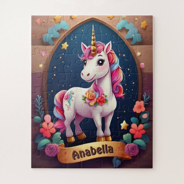Starry Unicorn Träume Personalisiert Puzzle (Vertikal)