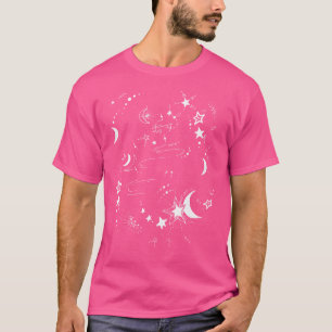 Starry Universe Illustration Moon Stars Celestial T-Shirt