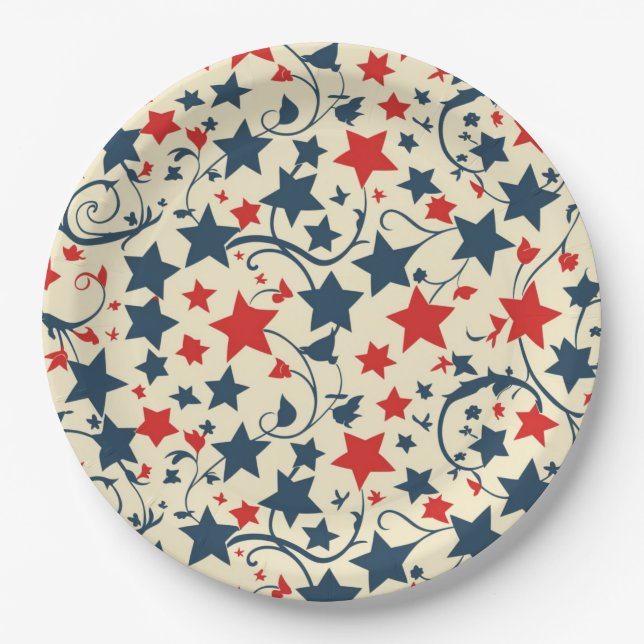 Starry Vintag Elegant 4. Juli Papierplatte Pappteller (Vorderseite)