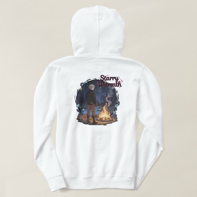Starry Warmth - Lumberjack Anime Boy by Campfire Hoodie (Design Rückseite)