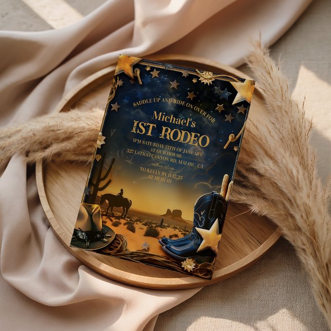 Starry Western Cowboy 1st Birthday Rodeo Einladung (Von Creator hochgeladen)