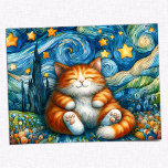 Starry Whiskers Cat Postkarte<br><div class="desc">Treten Sie ein in eine traumhafte Szene mit unserer Postkarte "Starry Whiskers Cat", die exklusiv auf Zazzle erhältlich ist. Diese Postkarte erfasst die magische Laune von Van Goghs "Starry Night" durch die Augen einer ruhigen, flauschigen Ingwer Tabby-Katze. In einem lebendigen Aquarellstil gestaltet, verbindet dieses Stück den wirbelnden, ausdrucksvollen Himmel des...</div>