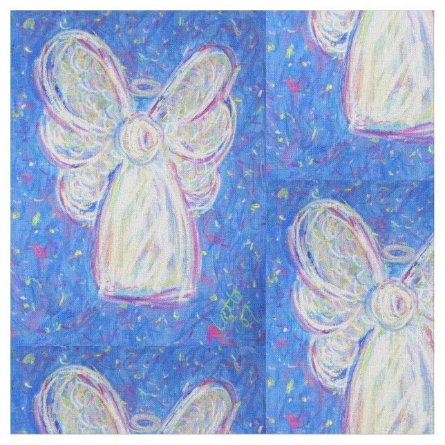 Starry White Guardian Angel Kunststoffe Stoff (Nahaufnahme)