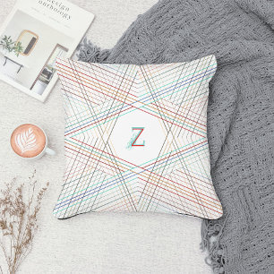 Starry White Monogram ・ Geometric star ・ Art Deco Kissen