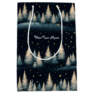 Starry Winter Forest Night Geschenktasche Mittlere Geschenktüte