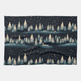 Starry Winter Forest Night Kitchtuch Geschirrtuch