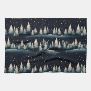 Starry Winter Forest Night Kitchtuch Geschirrtuch
