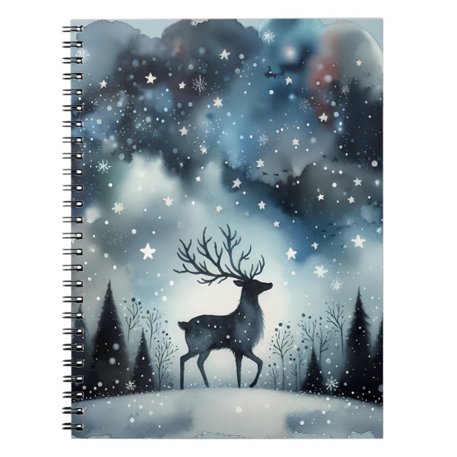 Starry Winter Night Deer  Notizblock (Vorderseite)