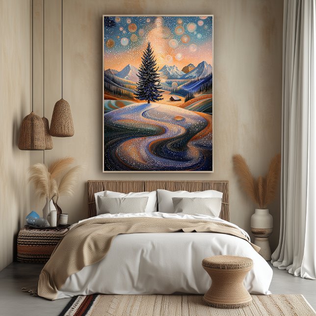 Starry Winter Tree in Pointillist Style Poster (Von Creator hochgeladen)