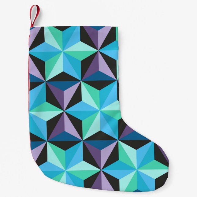 Stars Abstraktes geometrisches Patchwork Kleiner Weihnachtsstrumpf (Vorderseite)