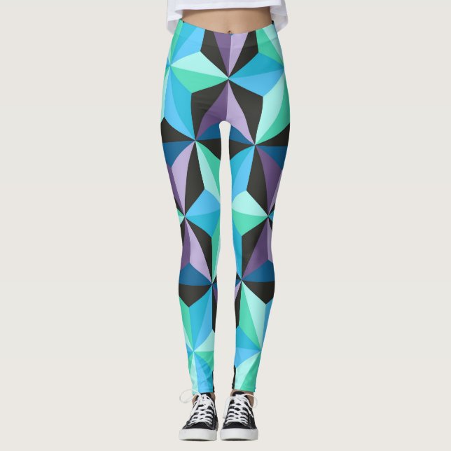 Stars Abstraktes geometrisches Patchwork Leggings (Vorderseite)