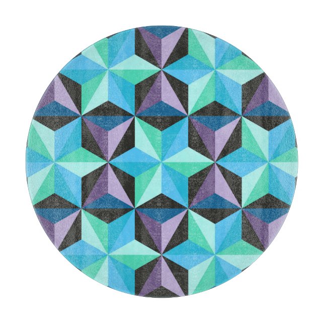 Stars Abstraktes geometrisches Patchwork Schneidebrett (Vorderseite)