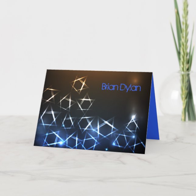 STARS and LIGHTS Bar Bat Mitzvah Dankeschön Karte (Vorderseite)