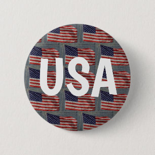 Stars and Stripes American Patriotic Flag  Button