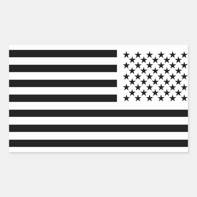 Stars and Stripes Black  Rechteckiger Aufkleber (Vorderseite)