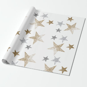 Stars aus Gold und Silber und Glitzer Geschenkpapier