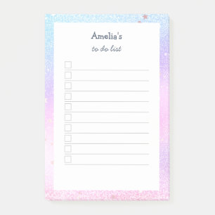 Stars aus pastellfarbigen, zur Liste gehörenden G Post-it Klebezettel