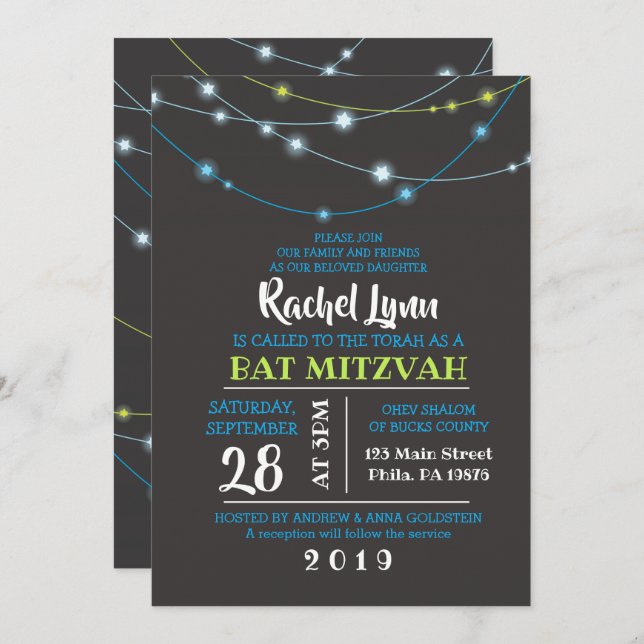 STARS Bar Bar Mitzvah Einladung (Vorne/Hinten)