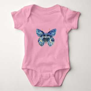 Stars Blue Butterfly Baby Strampler
