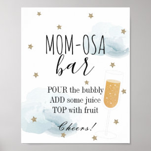 Stars & Blue Clouds Baby Dusche Mama-osa-Bar Poster