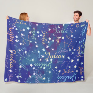 Stars Blue Hues Sky mit ihrem Namen überall Fleecedecke