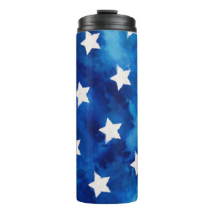 Stars Blue Watercolor Blue Uni Thermosbecher