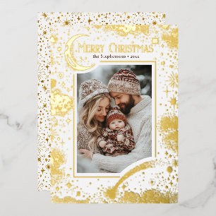 Stars Celestial Magical Frohe Weihnachts-Foto Folien Feiertagskarte