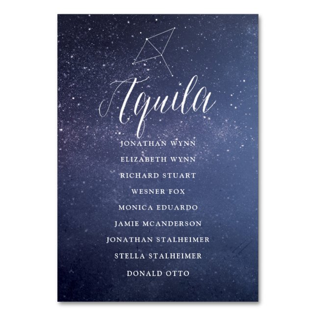 Stars Celestial Wedding Seating Chart Card Tischnummer (Vorderseite)