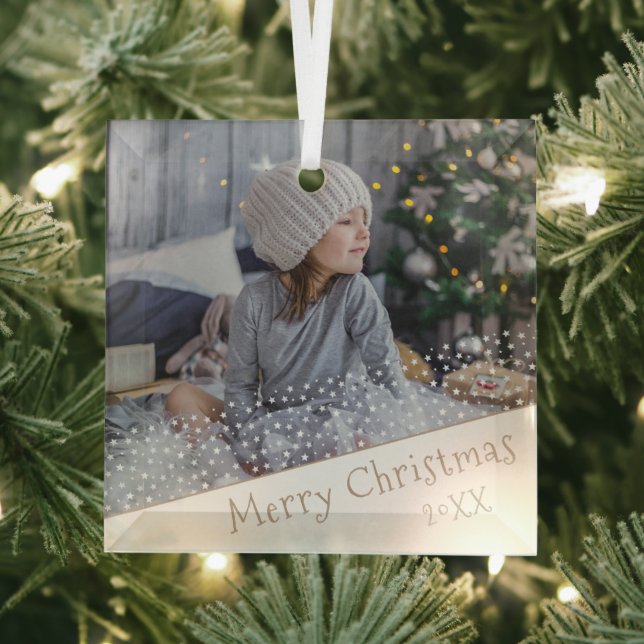 Stars Christmas Family Keepsake Foto Ornament Aus Glas (Insitu)