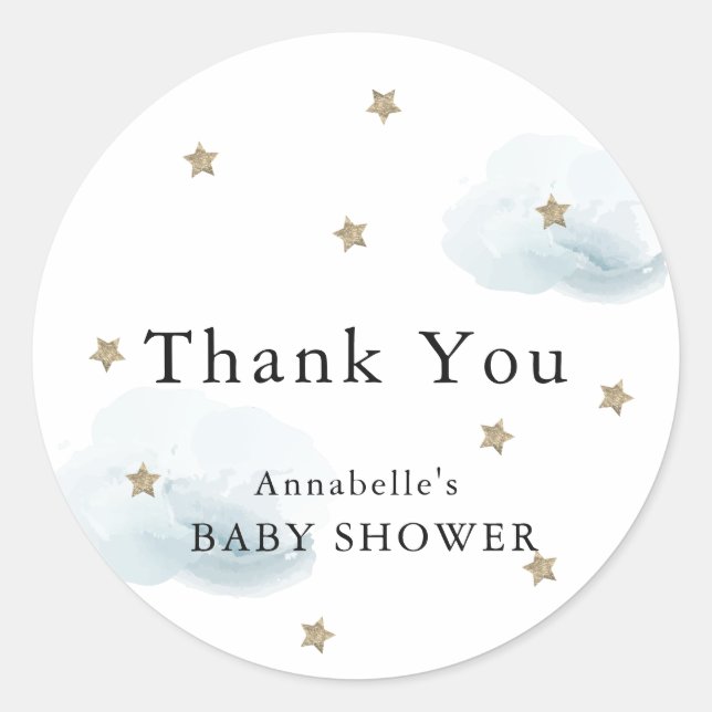 Stars & Clouds Babydusche Vielen Dank Sticker (Vorderseite)