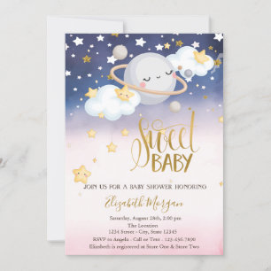 Stars Clouds Planet Ombre Babydusche Einladung