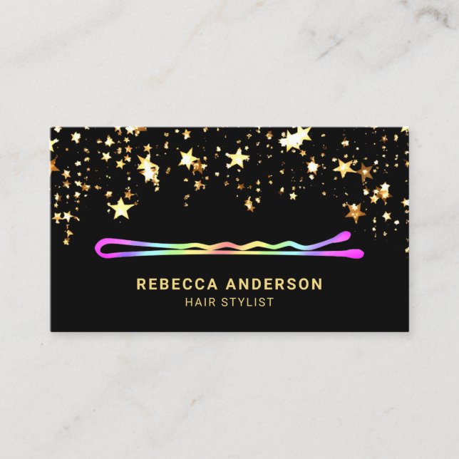 Stars Confetti Rainbow Button Hair Treppe Visitenkarte (Vorderseite)