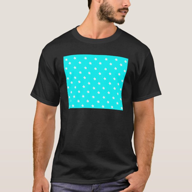 Stars Cyan White The MUSEUM Zazzle Geschenke T-Shirt (Vorderseite)
