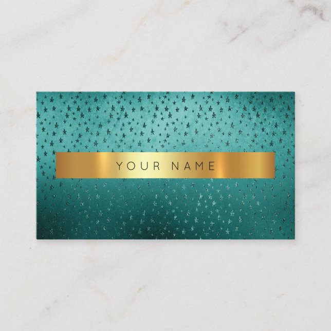 Stars Deep Green Golden Stripes Vip Glam Visitenkarte (Vorderseite)
