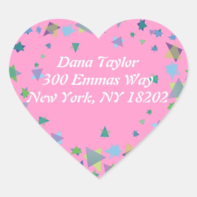 Stars des Aufklebers der jüdischen RÜCKSENDEADRESS Herz-Aufkleber (Vorderseite)