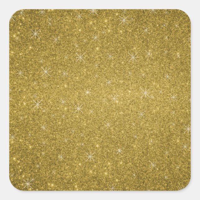 Stars des Gold Glitzer Quadratischer Aufkleber (Vorderseite)