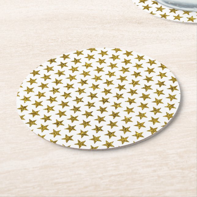 Stars des Gold Glitzer Runder Pappuntersetzer (Angewinkelt)