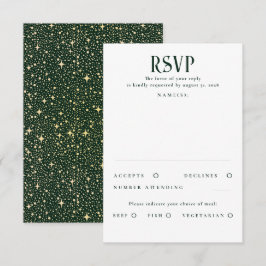 Stars Emerald Green und Gold Wedding RSVP Karte