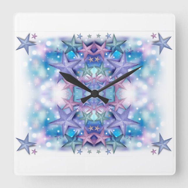 Stars für klassische Stile Quadratische Wanduhr (Vorderseite)