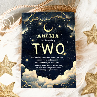 Stars Galaxy Celestial Kindergeburtstag Party Einladung