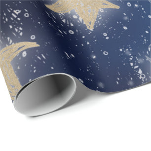 Stars Galaxy Sky Navy Blue Night Gold Malerei Geschenkpapier