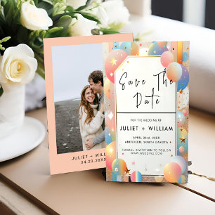 Stars Glam Bright Pastel Ombre Glitzer Wedding Save The Date