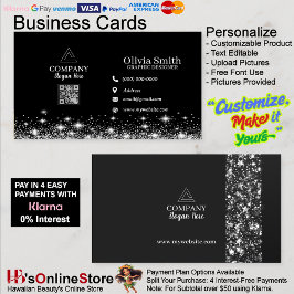 Stars & Glitzern QR Code Business Cards von 100 Visitenkarte