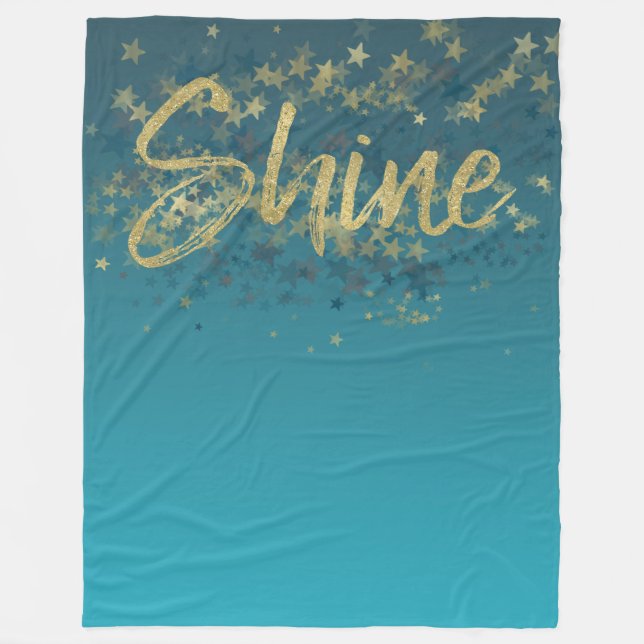 Stars Gold Blue Shine Fleecedecke (Vorderseite)