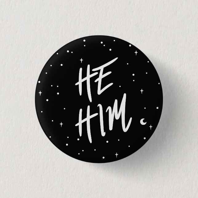Stars He/Him Pronouns Button (Vorderseite)