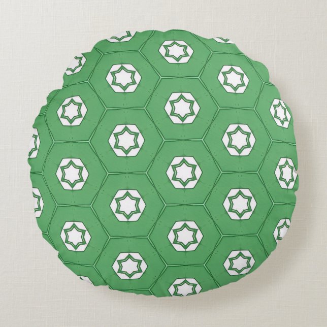 Stars in a honeycomb mint green circular pillow rundes kissen (Vorderseite)